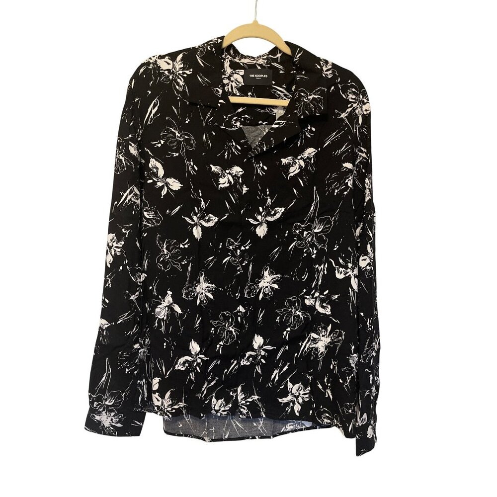 The Kooples Wild Orchid Print Black & White Long Sleeve Men's Size M